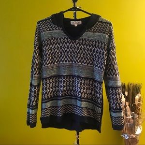 Hooded Green/Navy Sweater